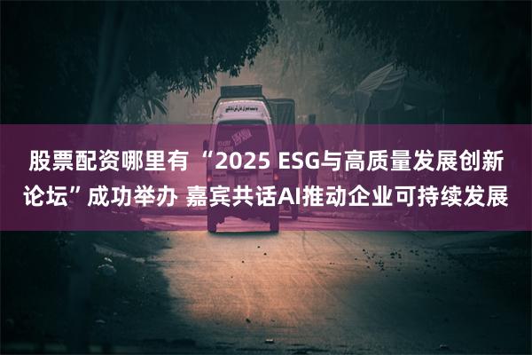 股票配资哪里有 “2025 ESG与高质量发展创新论坛”成功举办 嘉宾共话AI推动企业可持续发展